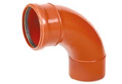 Kolano kanalizacji zewnętrznej jednokielichowe PP SN8 87,5° SWEPT z uszczelką K-U21, odchylone z łukiem 110 Kaczmarek 0711202390