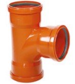 Trójnik kanalizacji zewnętrznej trzykielichowy 87,5° PP SN8 SWEPT z uszczelkami K-U21, odchylony z łukiem 110/110 Kaczmarek 0725102390