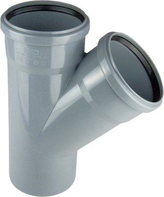 Trójnik kanalizacji wewnętrznej dwukielichowy PP-HT z uszczelkami, popiel 75x75x45° Kaczmarek 2220242160