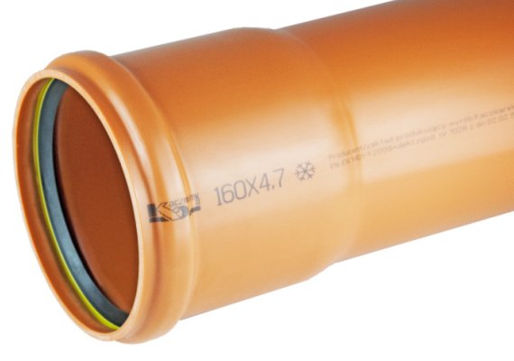 Rura kanalizacji zewnętrznej PVC-U Lita SN8 WK z wydłużonym kielichem i uszczelką K-U21, klasa S, SDR 34 200x5,9x3000 Kaczmarek 032544L300