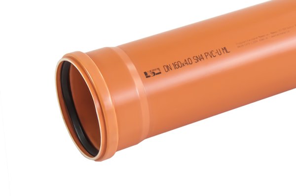 Rura kanalizacji zewnętrznej PVC-U ML SN4 z kielichem i uszczelką K-U21, klasa N, SDR 41 200x4,9x2000 Kaczmarek 0425213200