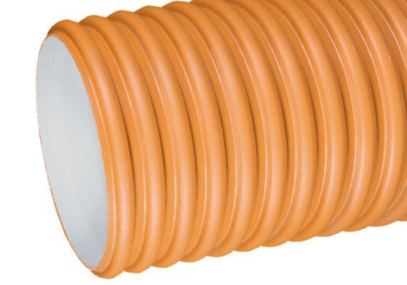 Rura trzonowa 400 K PP 2W SN4 BK bez kielicha i bez uszczelki, korugowana dwuwarstwowa wznosząca, oranż 400 K x 3000 Kaczmarek 2733532300