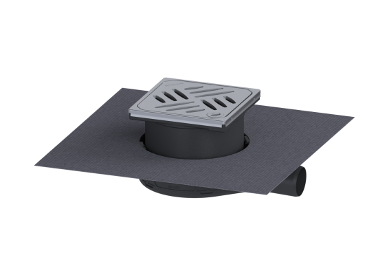 Wpust Ultraflat 54 DN 40 z nasadką z rusztem szczelinowym z L&L i Megastop z fabrycznie zamontowaną matą Kessel 44740.66M