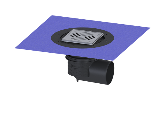 Wpust Practicus, DN100, odpł. boczny, z nasadką Variofix i kratką/ramą nierdz. 138x138 Kessel 45110.51