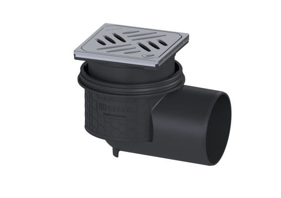 Wpust Practicus, DN100, odpł. boczny, z kratką szczel./ ramą nierdz. 120x120 Kessel 45110.63