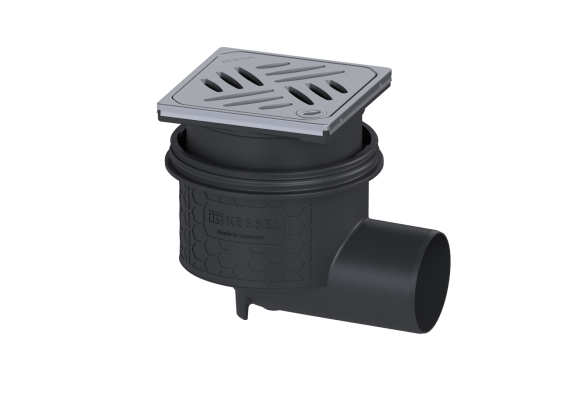 Wpust Practicus, DN70, odpł. boczny, z kratką szczel./ ramą nierdz. 120x120 Kessel 45170.63