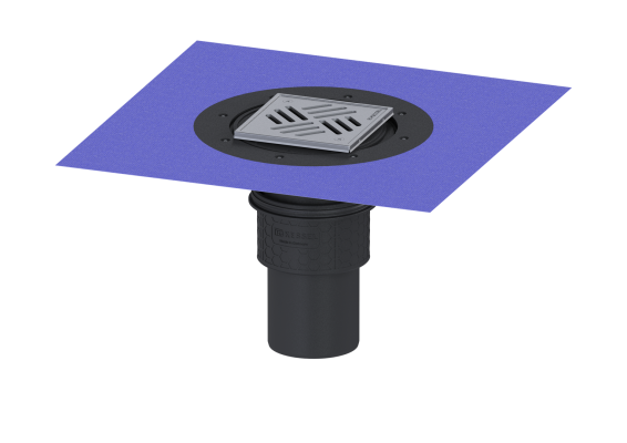 Wpust Practicus, DN 100, odpł. pion., z nasadką Variofix i kratką/ramą nierdz. 138x138 Kessel 45210.51