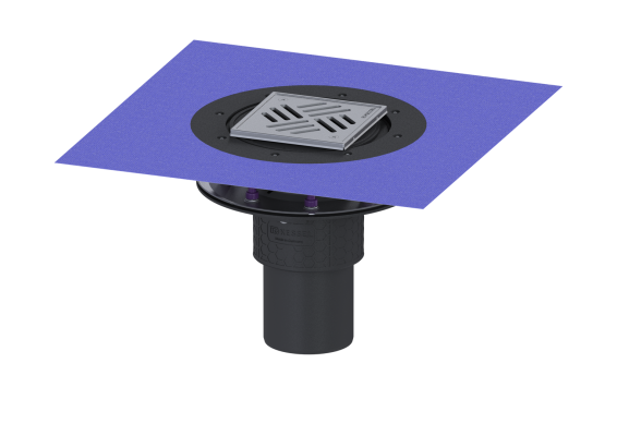 Wpust Practicus,DN 100, odpł. pionowy, z nasadką Variofix i kratką/ramą nierdz. 138x138 Kessel 45219.51