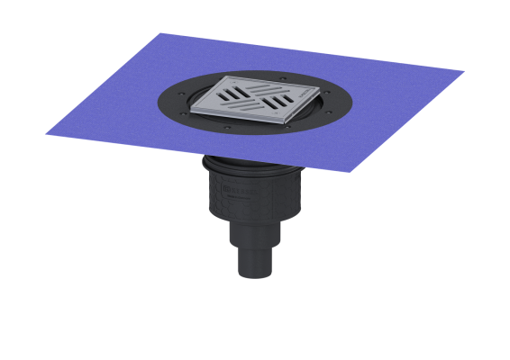 Wpust Practicus, DN 50, odpł. pion., z nasadką Variofix i kratką/ramą nierdz. 138x138 Kessel 45250.51