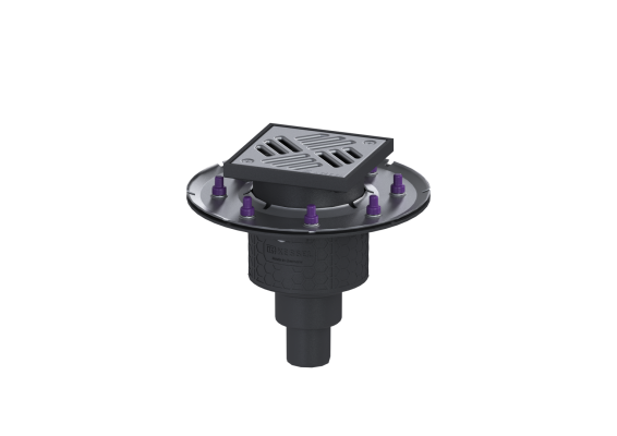 Wpust Practicus DN 50, odpł. pionowy, z koł. docisk., z kratką nierdz.138x138 Kessel 45259.11