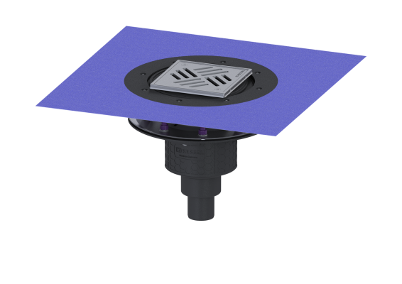 Wpust Practicus DN 50, odpł. pion., z nasadką Variofix i kratką/ramą nierdz. 138x138 Kessel 45259.51