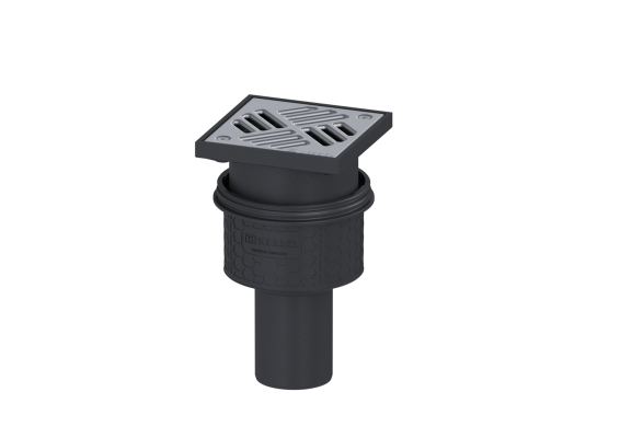 Wpust Practicus DN 70, odpł. pion., z nasadką Variofix i kratką/ramą nierdz. 138x138 Kessel 45270.11