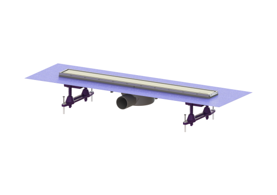 Odpływ liniowy prysznicowy Linearis Compact, L=650, odpływ boczny DN50 z matą fabrycznie zamont. Kessel 45600.62M