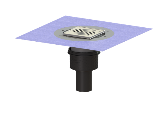 Wpust Ecoguss, DN 70, odpł. pionowy, z nasadką Variofix i kratką/ramą nierdz. 138x138 Kessel 48478.51