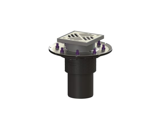 Wpust Ecoguss, DN 100, odpł. pionowy, z kratką nierdz. 138x138  Kessel 48811.11