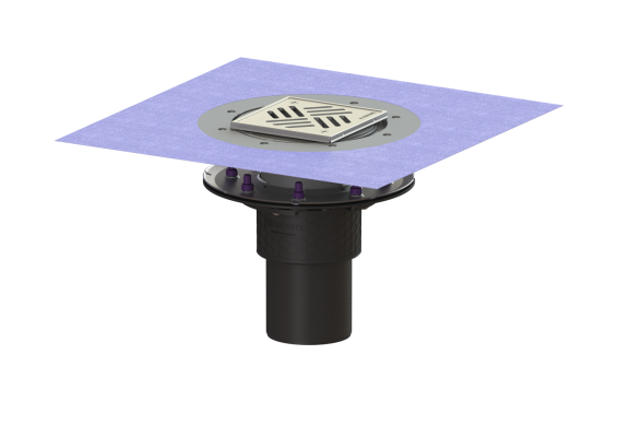 Wpust Ecoguss, DN 100, odpł. pionowy, z nasadką Variofix i kratką/ramą nierdz. 138x138 Kessel 48811.51