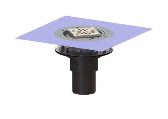 Wpust Ecoguss, DN100, odpł. pionowy, z nasadką Variofix i kratką szczel/ramą nierdz. 120x120 Kessel 48811.53