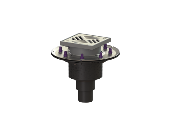 Wpust Ecoguss, DN 50, odpł. pionowy, z kratką nierdz. 138x138  Kessel 48858.11