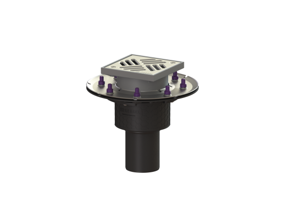 Wpust Ecoguss, DN 80, odpł. pionowy, z kratką nierdz. 138x138  Kessel 48883.11