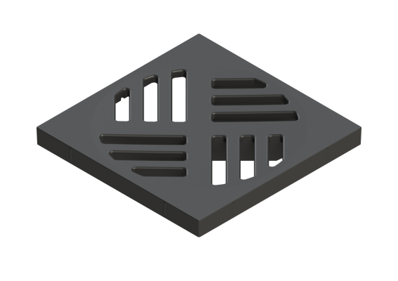 Ruszt szczelinowy 150x150 z tworzywa, czarny Kessel 60101S