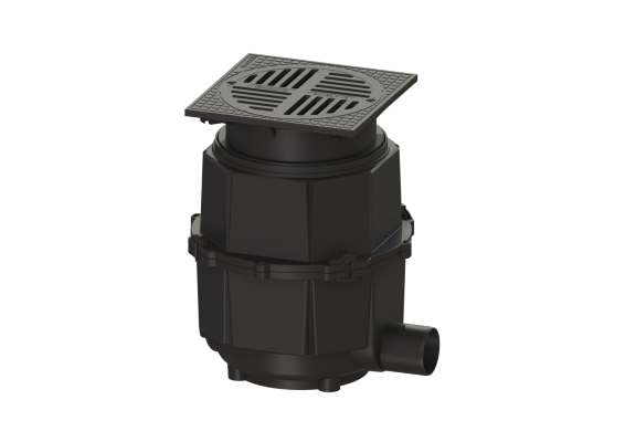 Wpust podwórzowy w systemie 400, Głębokość zabudowy 580 – 710 mm, DN 100, kl. A Kessel 851101A