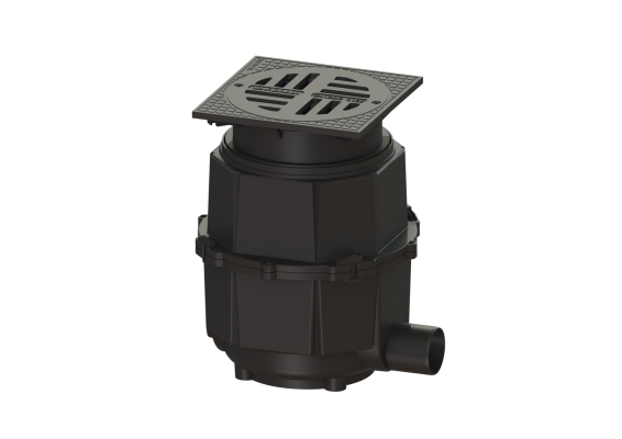 Wpust podwórzowy w systemie 400, Głębokość zabudowy 580 – 710 mm, DN 100, kl. B Kessel 851101B