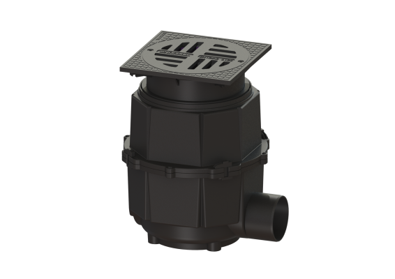 Wpust podwórzowy w systemie 400, Głębokość zabudowy 580 – 710 mm, DN 150, kl. B Kessel 851151B