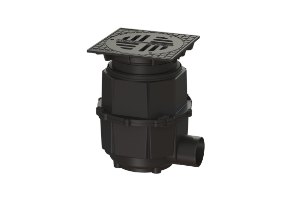 Wpust podwórzowy w systemie 400, Głębokość zabudowy 580 – 710 mm, DN 150, kl. D Kessel 851151D