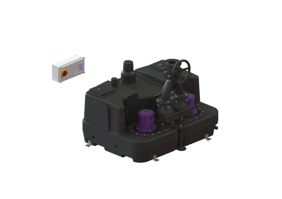 Przepompownia Aqualift F XL Duo, 3000-S3, 400 V, 450 l, z zasuwą odcinającą z żeliwa Kessel 11057