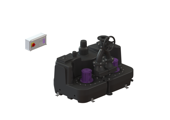 Przepompownia Aqualift F XL Duo, 3000-S1, 400 V, 300 l, z zasuwą odcinającą z żeliwa  Kessel 11113