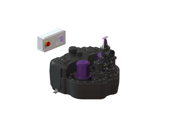 Przepompownia Aqualift F Duo z szafką sterowniczą Comfort, wolnostojąca, 1500-S1, 400 V, z zasuwą odcinającą Kessel 11607