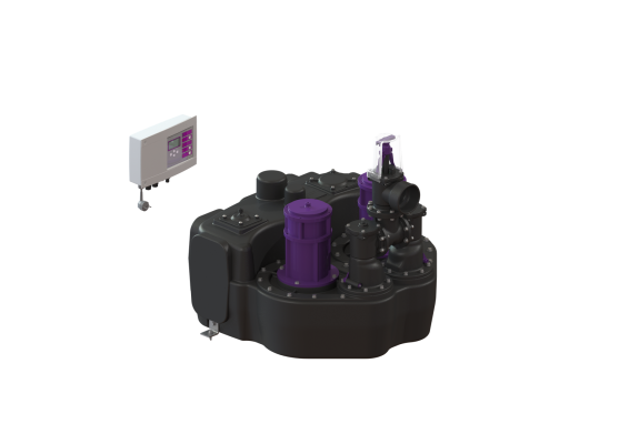 Przepompownia Aqualift F Duo z szafką sterowniczą Comfort, wolnostojąca, 1400-S3,230V, z zasuwą odcinającą Kessel 28629-C