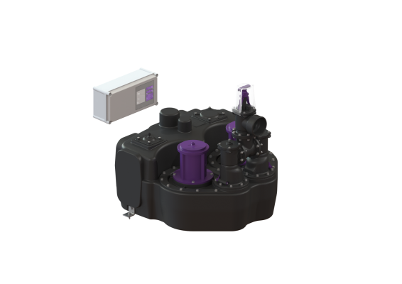 Przepompownia Aqualift F Duo z szafką sterowniczą Standard, wolnostojąca, 1500-S3, 400 V, z zasuwą odcinającą Kessel 28659