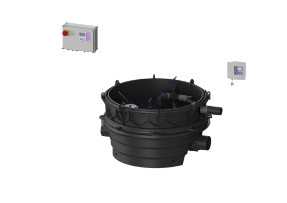 Moduł techniczny Ecolift XL Mono 400V SPF1500-S3 z automatyczną klapą zwrotną do ścieków czarnych do swob. ustawienia lub połączenia ze studz. Kessel 8741011