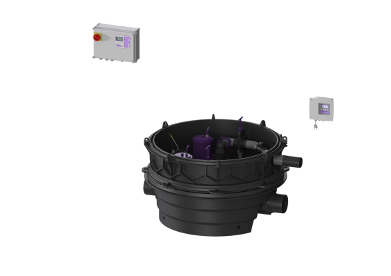Moduł techniczny Ecolift XL Duo 400V SPF1500-S3 z automatyczną klapą zwrotną do ścieków czarnych do swob. ustawienia lub połączenia ze studz. Kessel 8741031