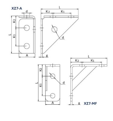 Kształtka XZ7 90 profilu a XZ7-A Niczuk 81130070010