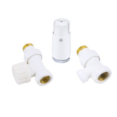 Zestaw termostatyczny Standard Mini GZ1/2 x GW1/2, biały, prosty z głowicą Mini M30x1,5 Schlosser 602200048