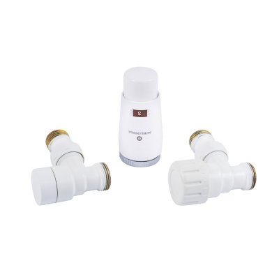 Zestaw termostatyczny Elegant Mini: 1/2 x M22x1,5, głowica M30x1,5, kątowy, biały Schlosser 603400041