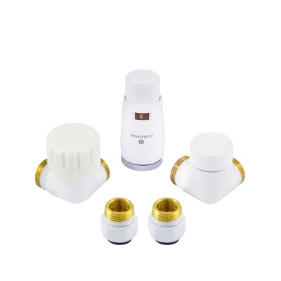 Zestaw termostatyczny Elegant Mini: 1/2 x M22x1,5, głowica M30x1,5, osiowy - zasilanie z lewej strony, biały Schlosser 603400045