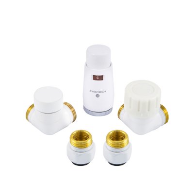 Zestaw termostatyczny Elegant Mini: 1/2 x M22x1,5, głowica M30x1,5, osiowy - zasilanie z prawej strony, biały Schlosser 603400071