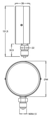 Manometr tarczowy m100, 0-6 bar, m20x1,5 Weba 04-50-0100-19