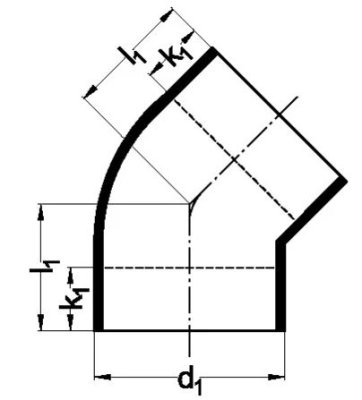 Kolano 45° d56 Aliaxis A-125645