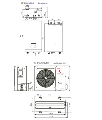 Pompa ciepła Aquami SPLIT 8 kW 230V R32 Rotenso AQS100X13I+AQS80X1O