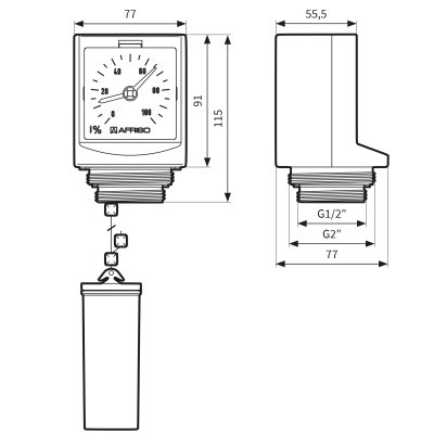 Mechaniczny przyrząd do pomiaru poziomu cieczy UNIMES, 90÷200 cm AFRISO 11500