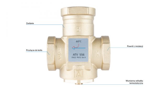 Zawór temperaturowy ATV 556, DN32, Rp1 1/4