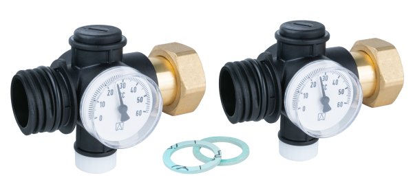 Zestaw dwóch przyłączy z nakrętką G1’’ do Procalida EF1 z termometrem AFRISO 81273