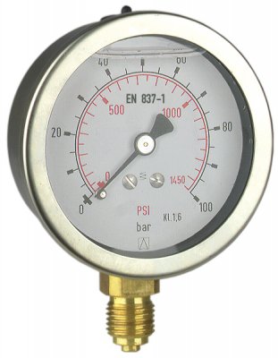 Manometr przemysłowy RF 100 I, D201,fi100 mm, 0÷16 bar, G1/2