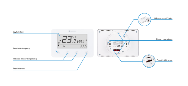 Programowalny termostat pokojowy do listwy FLOORCONTROL RT05 WB01 D-8-24/230 230 V AC AFRISO 86019