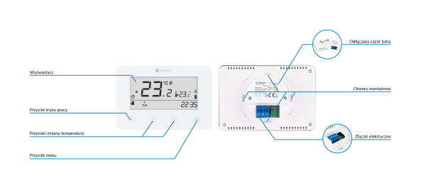 Programowalny termostat pokojowy FloorControl RT05 D-BAT do listwy WB01 D-8-24 lub 230, bateryjny AFRISO 86020