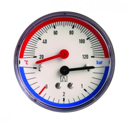 Termomanometr TM 63 ax,fi63 mm, 0÷4 bar, 20÷120st.C, G1/4